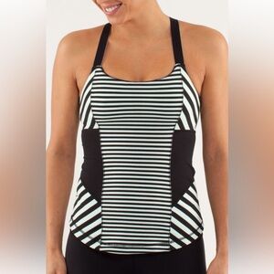 Lululemon black and mint green striped workout tank